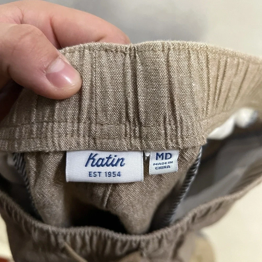 Katin Isaiah Local Pants Men's Size Medium Beige Linen Blend Chino Jogger Casual